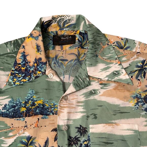 Vintage Novelty Hawaiian Button Down Shirt Short Sleeves / Mens Large - Picture 3 of 4
